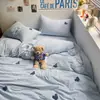 Juego de Cama Individual de Cuatro Piezas Grado A para Maternidad e Infancia Sábana Funda de Edredón Ropa de Cama Dormitorio de Estudiante Juego de Tres Piezas Venta Directa de Fábrica