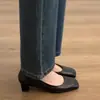 Zapatos de Trabajo Negros para Mujer Otoño 2026 Nuevos con Tacón Grueso, Boca Baja, Ligeros, Ajuste Amplio para Viajar al Trabajo