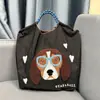 Bolsa de Lona Bordada Ecológica Grande Capacidade Nylon Transversal Tote Bolsa de Ombro para o Dia a Dia Compras Bolsa Tote