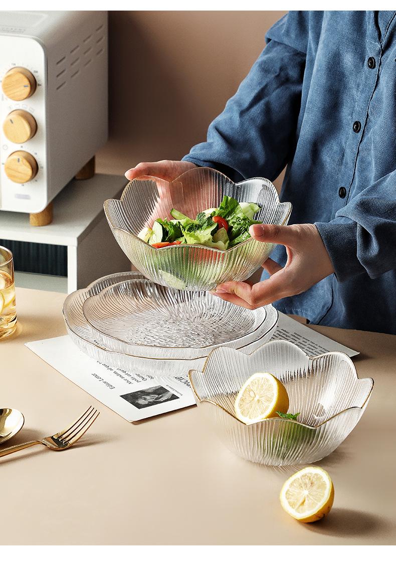 水果盘玻璃甜品盘沙拉碗家用客厅茶几零食糖果盘轻奢