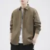 Jaqueta Camisa Casual Preta Masculina Primavera e Outono Solta Manga Longa Roupa Versátil Camisa 100% Algodão Jovens Novo Estilo Jaqueta