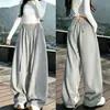 Calça Jogger de Tecido com Faixa Feminina Outono Novo Estilo Preguiçoso Solta YAMAMOTO Calça de Pernas Largas Cintura Alta Emagrecedora Comprimento Total com Caimento