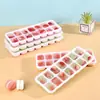 Molde para cubitos de hielo hecho de silicona de grado alimenticio, caja de almacenamiento para refrigerador doméstico, caja para hacer hielo con tapa, cubitos de hielo caseros para el verano