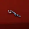 Colgante de pluma y hoja de plata pura S925, charm de capullo de flor pequeño, accesorios para pulsera de cordón trenzado hecho a mano DIY al por mayor
