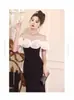 Deslumbrante Vestido de Noite de Um Ombro para Mulheres 2026 Novo Estilo High-End Luxo Leve Nicho Banquete Anfitriã Elegante Vestido Cauda de Peixe