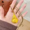 Colgante de Calabaza Chapado en Oro Tendencia de Tiktok, Dios de la Riqueza Amarillo, Brújula de los Ocho Tesoros Propicios, Cadena para Suéter de Cuerda para Cumplir Deseos al por Mayor