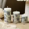 Vela Cilíndrica Grande Impresa en Porcelana Azul y Blanca con Patrón, Portavelas de Boda, Decoración de Ambiente para el Hogar