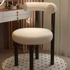 Taburete de Maquillaje Moderno Minimalista Estilo Crema, Silla de Maquillaje de Lujo Ligero para Dormitorio de Casa junto a la Cama, Silla de Ocio Engrosada de Lana de Cordero