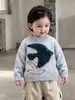 Conjunto súper elegante de otoño e invierno para niño, conjunto de dos piezas de suéter de punto de dibujos animados y pantalones para bebé niño de un año, ropa de invierno para niños