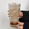 Vasos de vidrio apilables de estilo retro con rayas verticales para cafeterías, perfectos para Americanos helados, lattes y otras bebidas; tazas de café y vasos de agua de gran capacidad