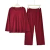 Nuevo Conjunto de Pijama de Dos Piezas para Mujer de Primavera y Otoño con Almohadillas en el Pecho, Conjunto Casual Suelto Simple Talla Grande para Casa