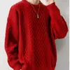 Novo suéter masculino de tricô trançado para outono e inverno, casual e versátil, estilo maduro, pulôver de tricô liso com gola redonda