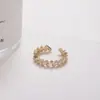 Joia ins da moda anel aberto quadrado novo tendência feminino onda em forma de Z cobre incrustado zircônia anel de cauda