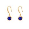 Pendientes de plata de ley S925 con lapislázuli bañados en oro, con forma de gorro y gancho para la oreja, sencillos, a la moda, exquisitos, estilo vintage y con personalidad.