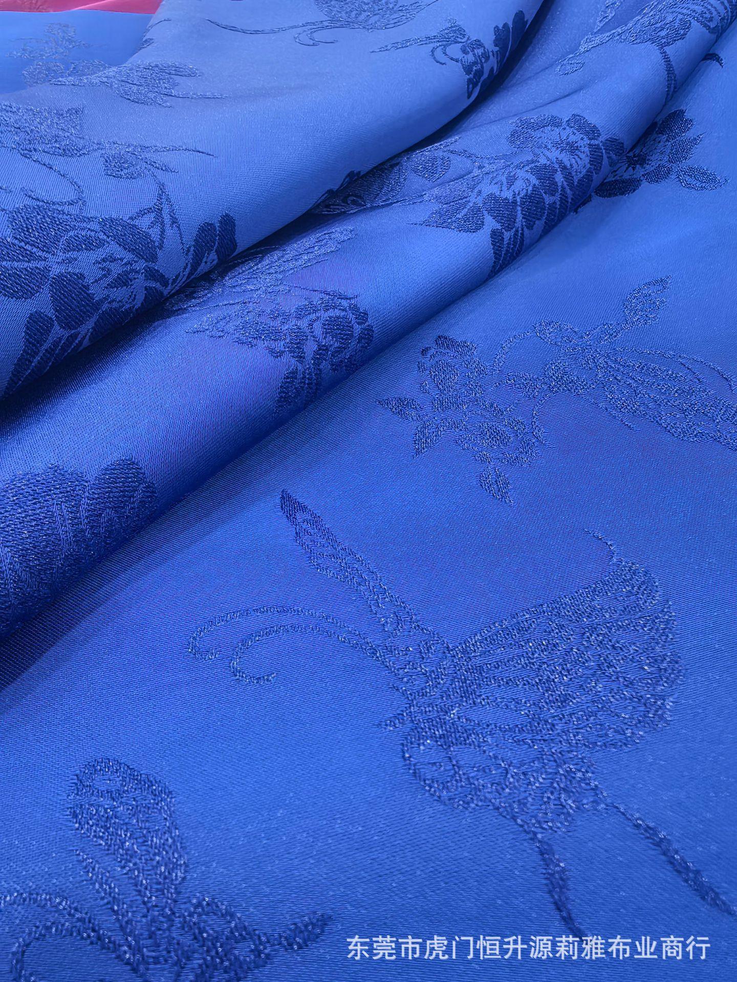 新款钻石丝提花面料 亮丝蝴蝶提花布 潮流国风旗袍连