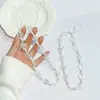 Llavero de plástico con perlas, con mariposas dulces de colores transparentes personalizados, temática de bosque estilo coreano, cadena de teléfono moderna anti-pérdida