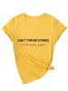 Não Jogue Pedras Amazon Ebay Site Independente Casual Confortável Camiseta Feminina Gola V Manga Curta Comércio Exterior