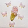 Arte de Unha Popular Borboleta Colorida com Glitter Degradê, Presilha de Unha Versátil Usável 3D, Acessórios de Resina Artificial DIY