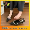 Sandálias Exclusivas Estilo Francês para Mulheres, Novo Modelo de Verão 2026, Salto Gatinho, Bico Fino com Strass, Sapatos de Salto Médio-Alto