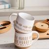 Caneca de Cerâmica Criativa Pintada à Mão Transfronteiriça para Uso Doméstico Café Leite Fosca Grande Capacidade Caneca de Grés Personalização