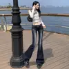 Novo produto!Outono de 2026|Calças boca de sino justas e elásticas sexy estilo retrô vintage americano de cintura baixa