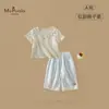 Colección de VeranoNuevo Estilo de Verano Conjunto de Dos Piezas Elegante para Bebés Niñas, Ropa Infantil y para Niños Pequeños Clase A, Pantalones de Nueve Puntos con Lunares de Manga Corta