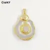 Wt-P1769 Piedra Redonda Asimétrica Natural Cuarzo Multicolor Chapado en Oro de 18 Quilates Colgante Incrustado Accesorios para Collar DIY