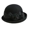 Rongmei 2026 Nuevo Sombrero Clásico Hepburn Transfronterizo con Ala Curva, Sombrero de Mezcla de Seda y Lana, Elegante Sombrero de Estilo Francés