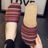 Novos chinelos de linho Baotou para mulheres, casa interna, sola macia, piso de madeira, antiderrapante, sola grossa, sandálias para casa, tecido masculino