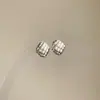 Pendientes de Bolso de Cuerno Cepillado S925 de Plata de Ley Diseño Retro Francés Exquisitos de Alta Gama Lujo Accesible Pendientes