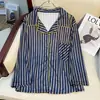 Pijama de Manga Larga a Rayas de Bloque de Color de Diseño de Alta Gama Estilo Coreano para Mujer, Nuevo Modelo Primavera y Otoño 2026, Conjunto de Ropa de Casa con Pantalón Largo
