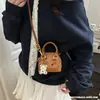 Bolsa Infantil Estilo Tweed Nova Bolsa de Mão com Desenho de Ursinho Menina Concha Bolsa de Ombro Pequena para Moedas Menina Bebê