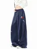 Pantalones casuales estampados estilo americano con tacto sedoso, unisex, de moda para otoño, hiphop, deportivos, de secado rápido, rectos, de pierna ancha