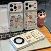 Funda de teléfono de dibujos animados Shin-chan, adecuada para iPhone 16 Pro Max y Apple 17, funda electrochapada de cambio instantáneo