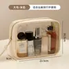 Neceser de viaje, bolsa de almacenamiento de cosméticos transparente portátil de mano, bolsa de maquillaje impermeable transparente de PVC de gran capacidad