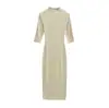 Vestido de Punto de Manga Media Estilo Francés para Mujer, Temperamento, Favorecedor de la Figura, Cintura Ceñida, Ajustado a la Cadera, Adelgazante, Para el Trabajo, Largo de Rodilla, Falda Midi