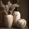Vaso de Cerâmica Estilo Wabi-Sabi Arranjo de Flores Ornamentos Cerâmica Manchada Antiga Rústica Vaso de Cerâmica Ornamentos