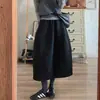 Saia Midi de Lã Retrô Feminina Emagrecedora Outono Inverno Petite Lã Comprimento Médio Linha A Evasê Saia Botão de Flor
