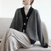 Cardigan de Tricô Retro Novo Estilo Coreano Outono e Inverno para Mulheres, Listrado de Caimento Solto, Casaco Suéter Versátil para Usar por Cima, Caimento Solto