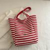 Bolsa de Lona Rayada 2025 Nuevo Estilo Coreano Ins Tote Bolsa Casual de Un Hombro Bolso Tote de Gran Capacidad Bolsa de Compras