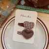 Versão Coreana do Novo Grampo de Cabelo de Coelho de Desenho Animado para Crianças Tecido Urso Fofo Xadrez Menina Franja Doce Grampo Lateral BB Clip
