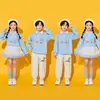 Disfraces de porrista para niños, playeras tipo polo azules, faldas de tutú, ropa de baile, atuendos para ceremonia de inauguración, vestimenta para el día del deporte en la escuela primaria