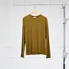 Dragón Marino Warren Cashfeel 26 Otoño Versátil Cómodo Simple Camisa Básica para Mujer Camiseta de Manga Larga con Cuello Redondo