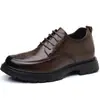 Sapatos Masculinos de Couro Casuais de Negócios com Cadarço, Novo Estilo, com Aumento de Altura Escondido, Solado de Espuma, Mocassins Modernos de Alta Qualidade para Homens