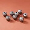 Cuentas espaciadoras de plata pura S925 finamente elaboradas con patrón de escamas de dragón vintage desgastado con textura, cuentas sueltas para enhebrar y hacer bisutería DIY, accesorios para joyería de plata