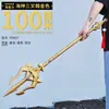 Cubo de plástico PU100CM arma Luo Haishen Tridente modelo dorado Accesorios COS arma lugar escénico venta caliente continental