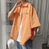 Camisa Artística Masculina e Feminina Verão Masculino Novo Design de Manga Curta Senso de Design Nicho Estilo Hong Kong Estilo Japonês Ampla Roupa Exterior Camisa Tendência Masculina