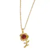 Collar de Rosa de Moda Popular en Europa y América para Mujer con Circonita Microincrustada Set Versátil de Collar y Aretes de Lujo Ligero de Nicho
