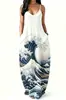 Vestido de Playa Hawaiano 2026 con Estampado de Plantas, Holgado y Sexy con Tirantes Finos Vestido Largo de Vacaciones para Mujer con Bolsillos