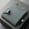 Suéter de lana nueva de otoño e invierno para hombre, cuello redondo, informal, de punto, para negocios, camisa base, suéter de lana pura engrosada para hombre